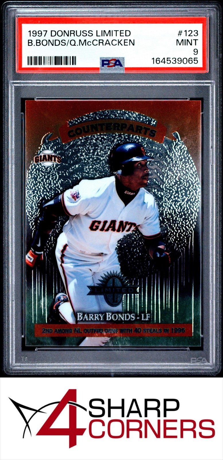 1997 DONRUSS LIMITED #123 BARRY BONDS GIANTS POP 2 PSA 9