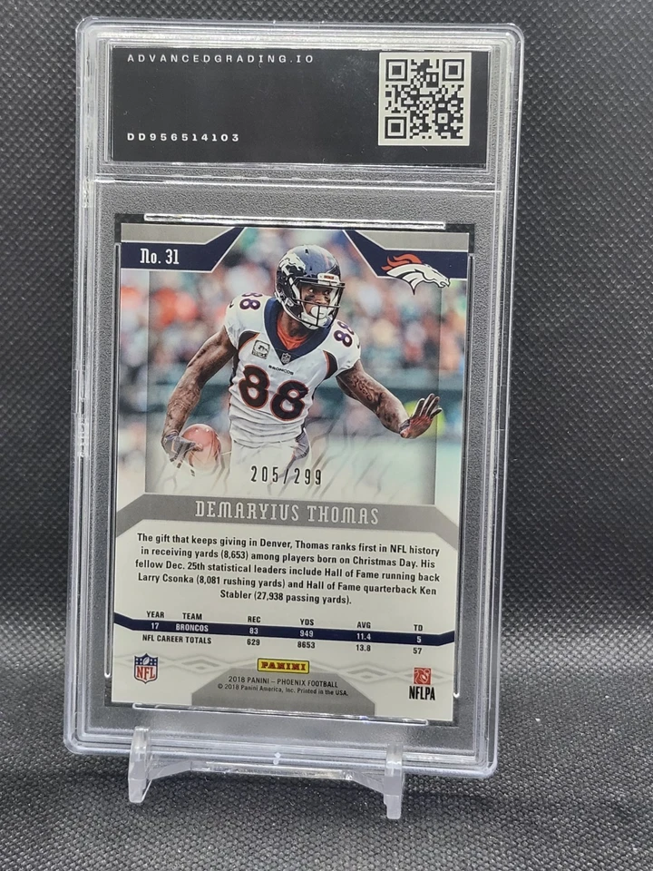 Z520 2018 Panini Phoenix - Demaryius Thomas #31 Red /299 - AdvanceGrading 8 - Image 2 of 2