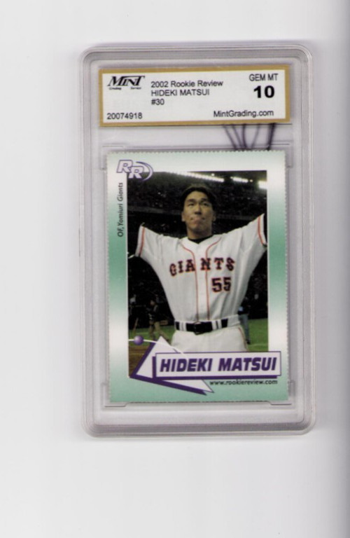 2002 ROOKIE REVIEW HIDEKI MATSUI #30 MINT GRADING GEM MINT 10 (MARKER ON BACK)