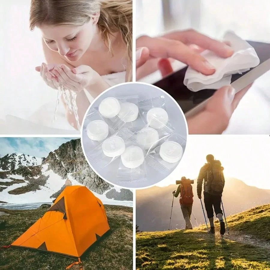 100 Pcs Portable Compressed Towels, Coin-Size for Camping & Hiking - Image 4 of 4