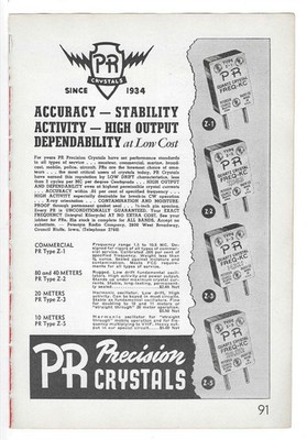 PR Precision Quartz Crystals Meters Radio & Electrical Equipment 1947 Vintage Ad
