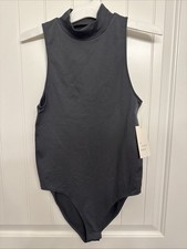 A New Day Women  s Gray Seamless Sleeveless Mock Neck Bodysuit Size Small