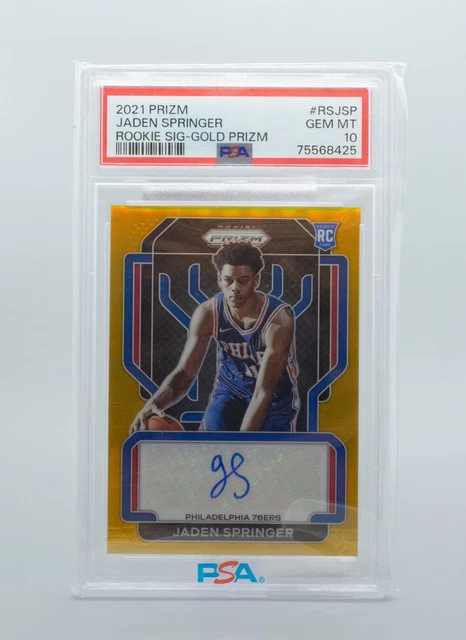(MA4) 2021 Priz Jaden Springer Rookie Phi. 76Ers Sig-Gold #RSJSP Gem Mint 10 PSA