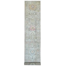 2'10"x19' Faded Brown Angora Oushak Hand Knotted Wool Runner Oriental Rug 22505