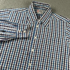Turnbull & Asser London Mens 17.5 Checkered Button Up Shirt Cotton