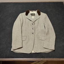 Caldene Jacket Womens 12 Houndstooth Tweed Velvet Collar Equestrian England
