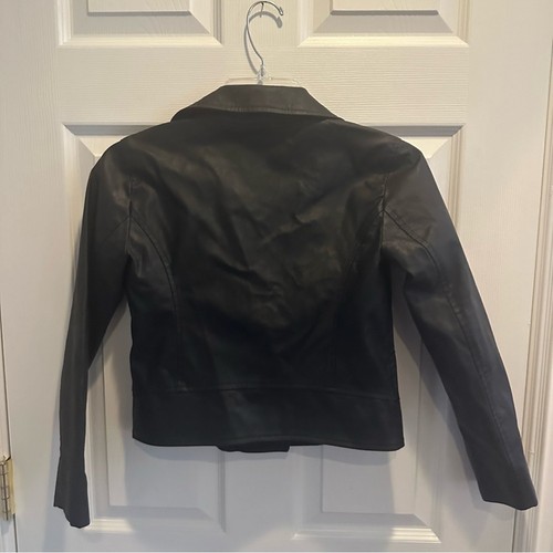 Giacca Moto GAP Bambini Vegan Ecopelle Ragazza Media Nera Argento Full Zip - Foto 3 di 9
