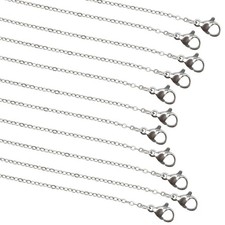 100 Pack 18 Inch Stainless Steel Necklace Chains Bulk, 1.2mm Silver Chain Nec...
