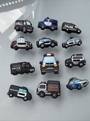 12 x Polizeifahrzeug Charm Set - kompatibel mit Crocs