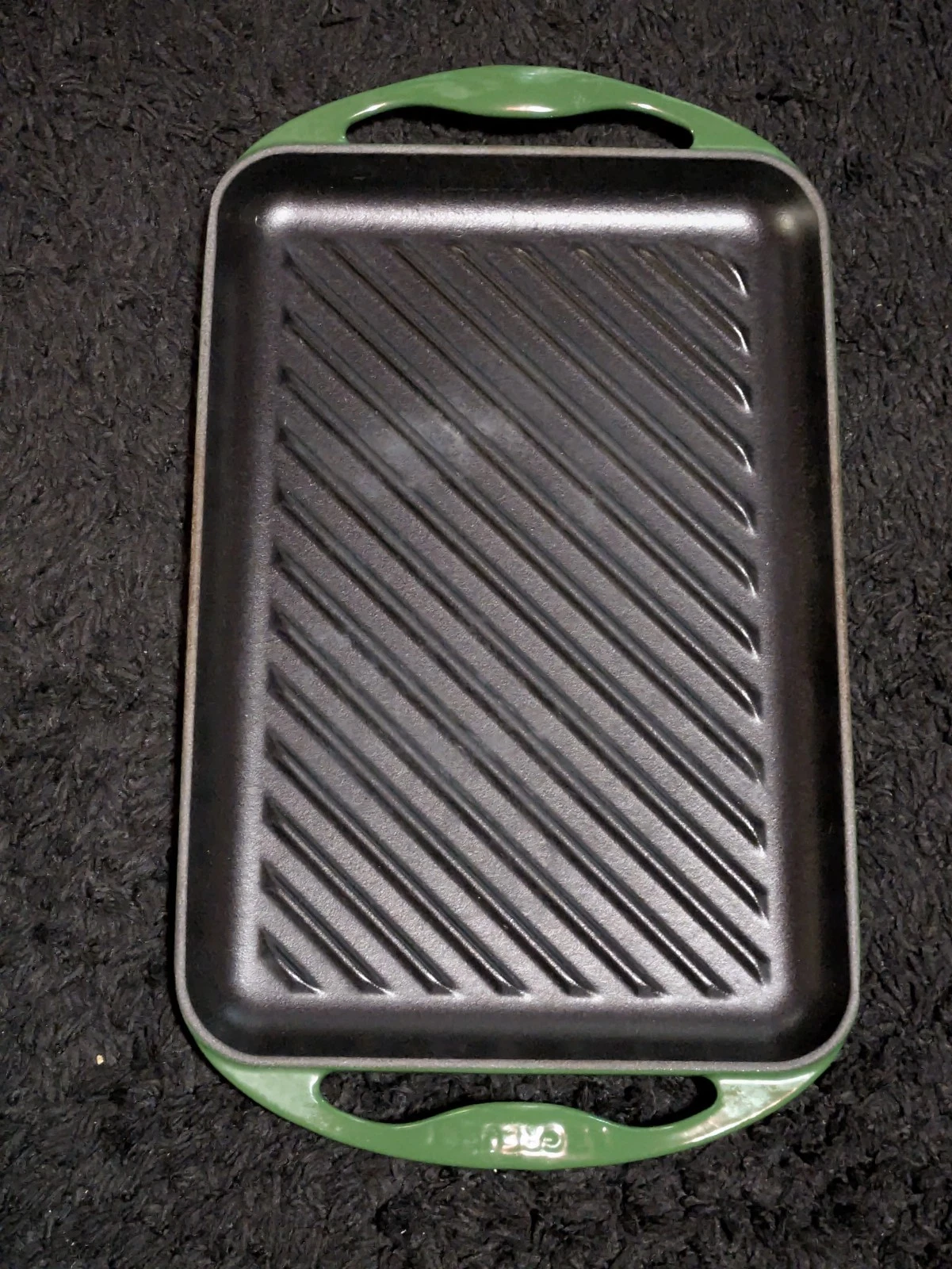 Le Creuset #33 Rectangular Enameled Cast Iron Skinny Griddle Grill Pan Green