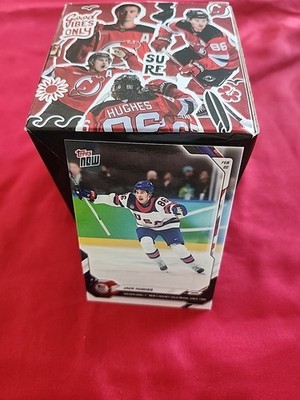 Jack Hughes In A Box Plus Topps Now Olympics Golden Goal Card #18
