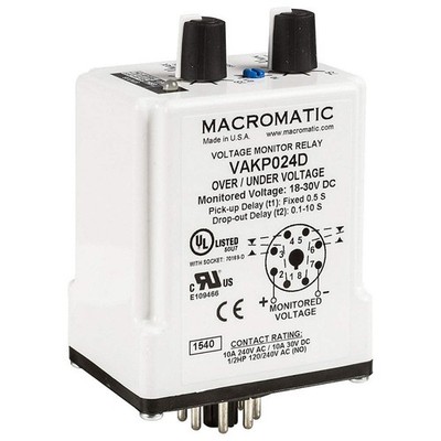 MACROMATIC VAKP120A Volt Sensor Relay,120VAC,10A @ 240V,DPDT 45LV08