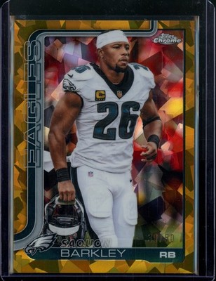 2025 Topps Chrome Sapphire #248 Saquon Barkley Variation Gold #'d /50 - Eagles
