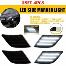 4X White Led Side Marker Light for 08-11 Mercedes W204 C300 C350 C63 AMG Smoke C