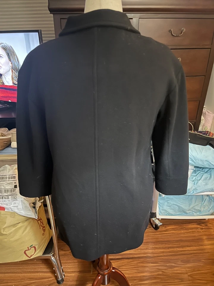 Nuevo con etiquetas Chaquetón Talbots Negro Mezcla Lana 6 Botones Bolsillos Grandes Talla: Pequeño Mediano Foto 2 de 4
