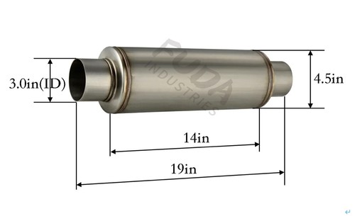3.0''In/Out Exhaust Muffler Hi-Flow Straight Through Design 4.5" Round Body - Picture 2 of 6