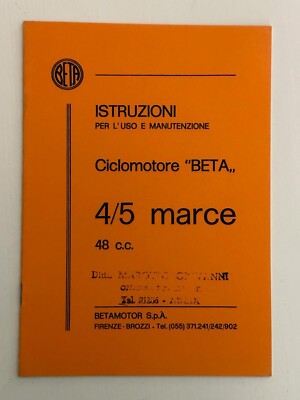 BETA 4-5 Speed 48cc Use and Maintenance Booklet