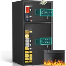 6.5 Cub Extra Large Home Safe Box, Cash Safe with Drop Slot & Waterproof Bag