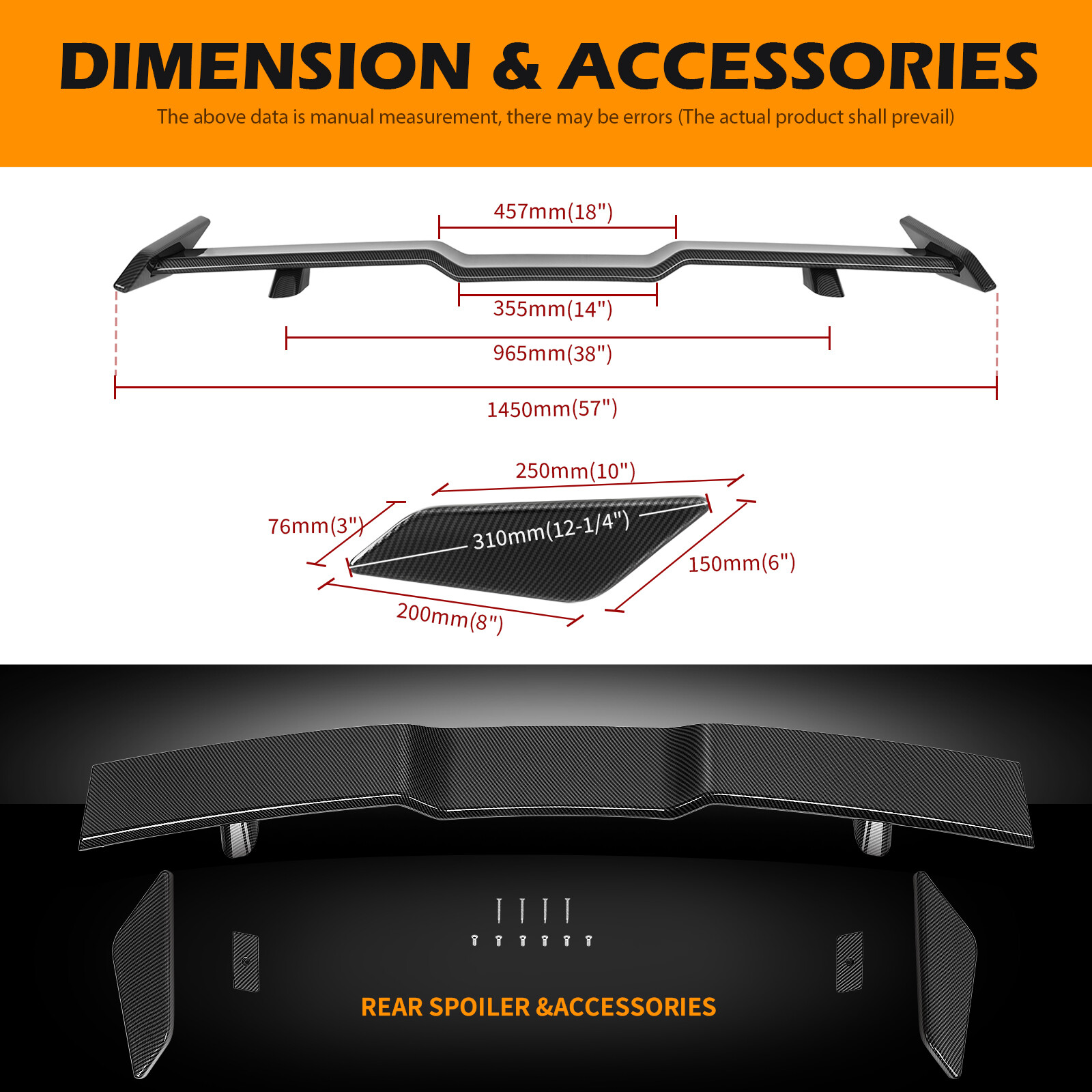 57" Car Rear Trunk Spoiler Wing Lip Racing TRD Style For Maserati Gran Turismo