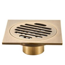 Antique Brass Square 4 inch Bathroom Floor Drain Wet Room Water Waste Drainer So