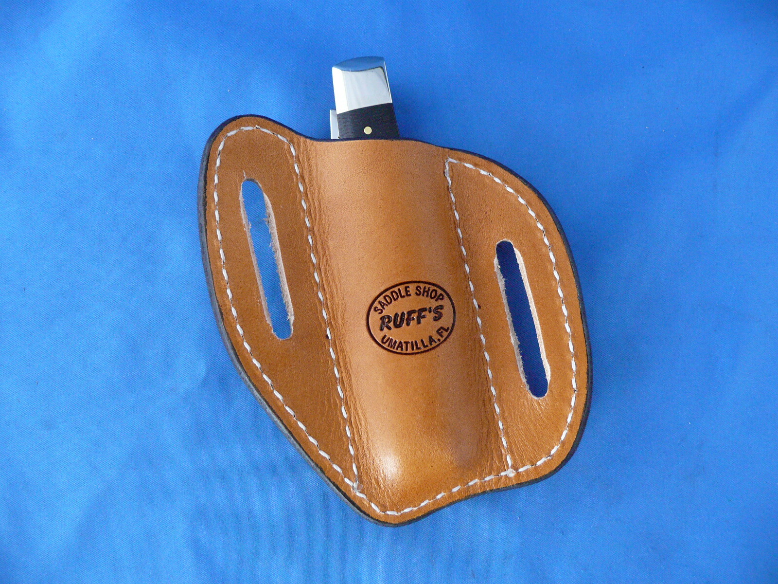 Medium Leather Cross Draw Pocket Knife Sheath Ruff’s Saddle Shop Black