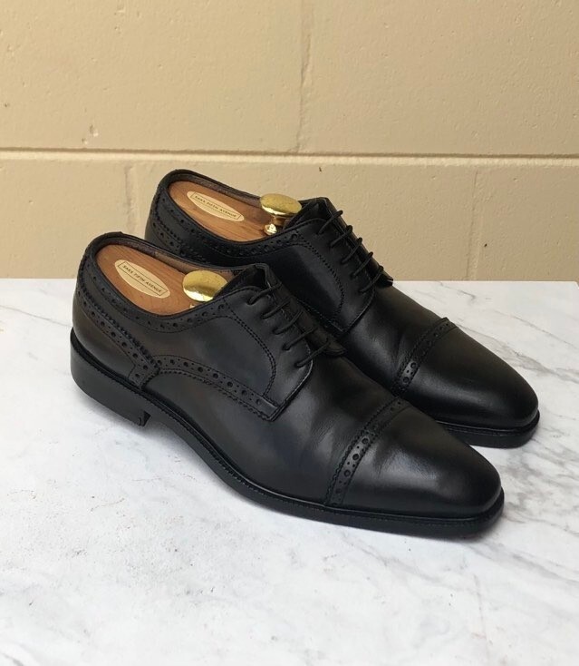 WALL WATER Cap-Toe Derby, Lace-up Black size US Leather Men's 