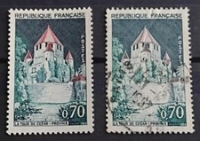 Variété N°1392Aa (Toit gris + Pli accordéon )Oblitéré/ Et N°1392A NEUF**/1963-65