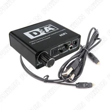 1x Digital to Analog R/L Audio Converter  3.5mm With Fiber Cable RCA Out Optical