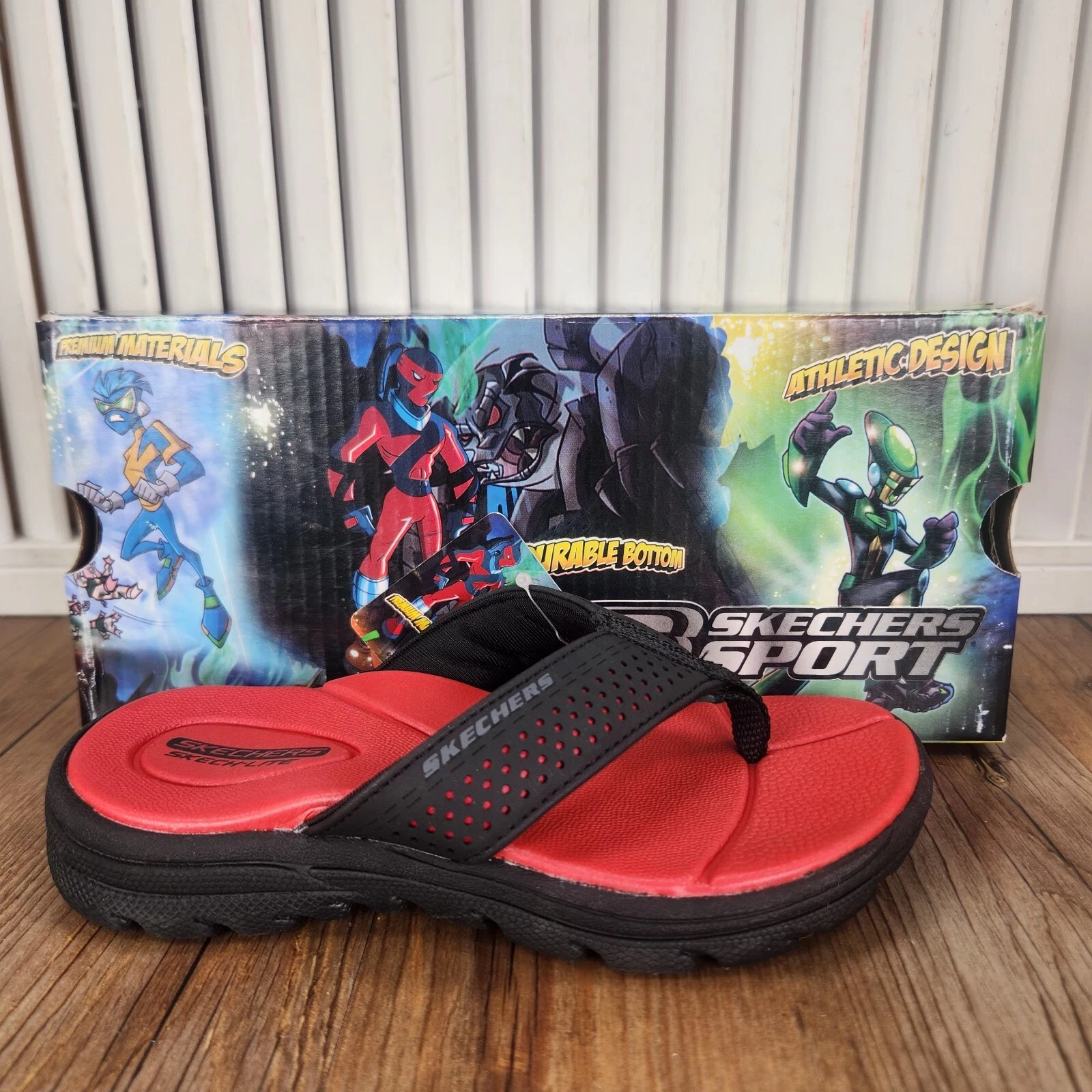 Sandales à tongs Skechers Supreme Pool Days 92224L garçon taille 11 noir rouge plage