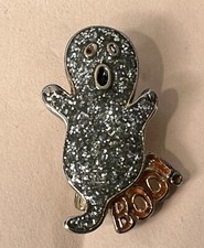 Halloween Ghost Boo Pin Brooch Sparkle Glitter Enamel
