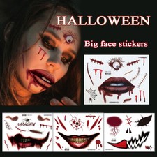 Halloween Prank Makeup Tattoo Scary Party Big Mouth Face Horror Sticker