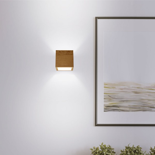 Wand Leuchte Up Down Strahler Eckig Wohn Ess Zimmer Beleuchtung Holz Lampe Natur-image