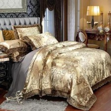 4Pcs Silk Blend Comfort Duvet Cover Quilt Sheet Pillow Case Bedding Set