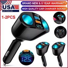 Outlet 12V Dual USB Car Cigarette Lighter Socket Splitter Power Adapter Charger