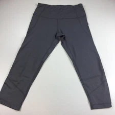 Active Life Smoke Grey Womans  Capri Leggings Sz LG Mesh Pant Legs High Waisted 