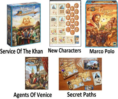 Marco Polo 1, 2 Board Game + Expansion SECRET PATH NEW CHARACTERS AGENTS VENICE  - Picture 1 of 7