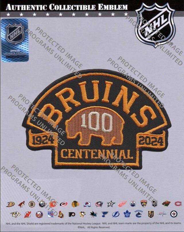 2023 2024 NHL BOSTON BRUINS TEAM PATCH 100TH CENTENNIAL OFFICIAL