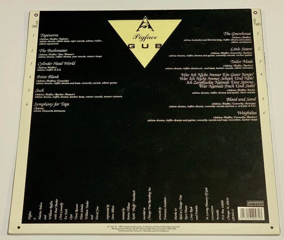 Pigface Gub 12” UK Vinyl LP W/ Trent Reznor Nine Inch Nails 1991 Anagram GRAM47 - Image 2 of 4