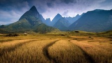 Landscape nature mountains clouds vietnam field trees Custom Gaming Mat Desk