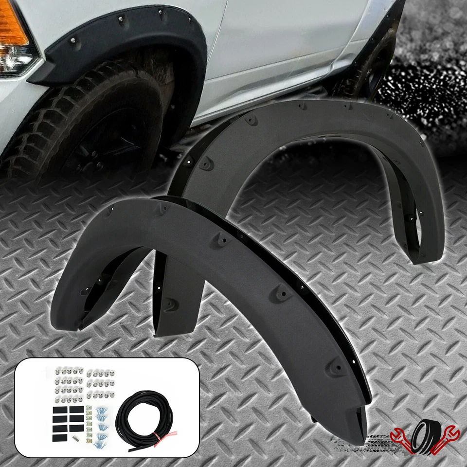 FOR 2009-23 19 DODGE RAM 1500 TEXTURED POCKET RIVETED STYLE WHEEL FENDER FLARES Foto 2 de 4