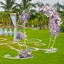 2 Piece Wedding Arch Crescent Moon Floral Stand Party Framework Stand Backdrop