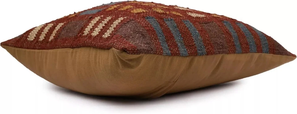Funda Cojín Kilim Yute 18x18" India Hecha a Mano para Salón Dormitorio 18x18 pulgadas Foto 2 de 4