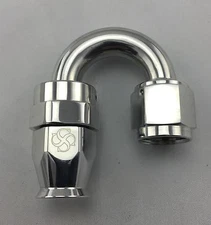 W81P -6AN / 180 degree Hose End / reusable / Swivel 6 AN Fitting POLISHED