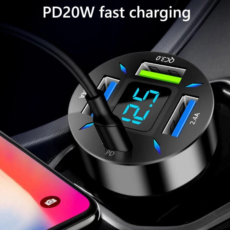 Auto Ladegerät USB-C & USB A Zigarettenanzünder 4in1 Ladeadapter KFZ - Bild 3 von 4