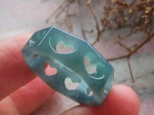 Video Certified Green Natural A JADE Jadeite Heart RING USA. 10.75    707417 AS