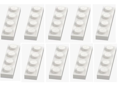 LEGO  10x Platte 1x4 Weiß 371001 3710 White MOC Schnee Winter Plate Bauplatte