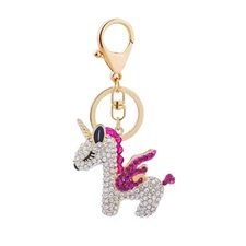 Unicorn Keychain Bling Purse Charm Sparkly Rhinestone Backpack Keyring Car Charm