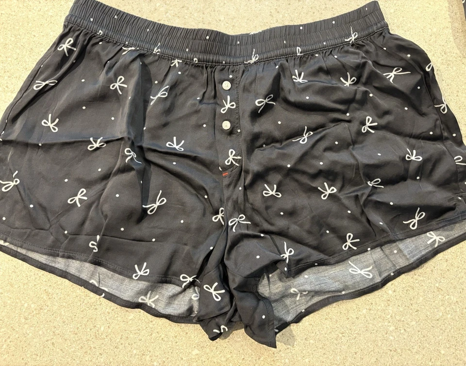 NWOT Aerie By American Eagle Satin Tie Front Pajama Top And Boxer Set Small/med - Image 2 of 4