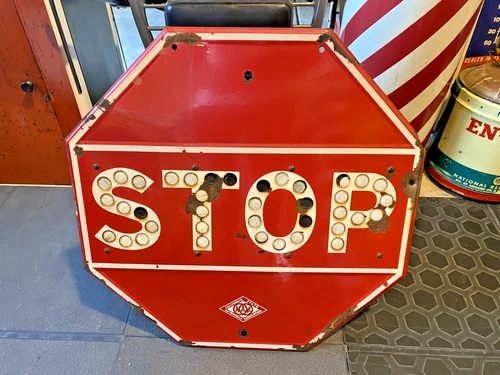 Vintage California AAA Auto Club Porcelain Stop Sign With Plastic Reflectors