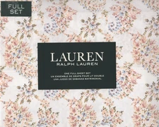 Ralph Lauren Full Sheet Set Kathryn Floral Blush Pink 4pc Cottage Farmhouse Blue